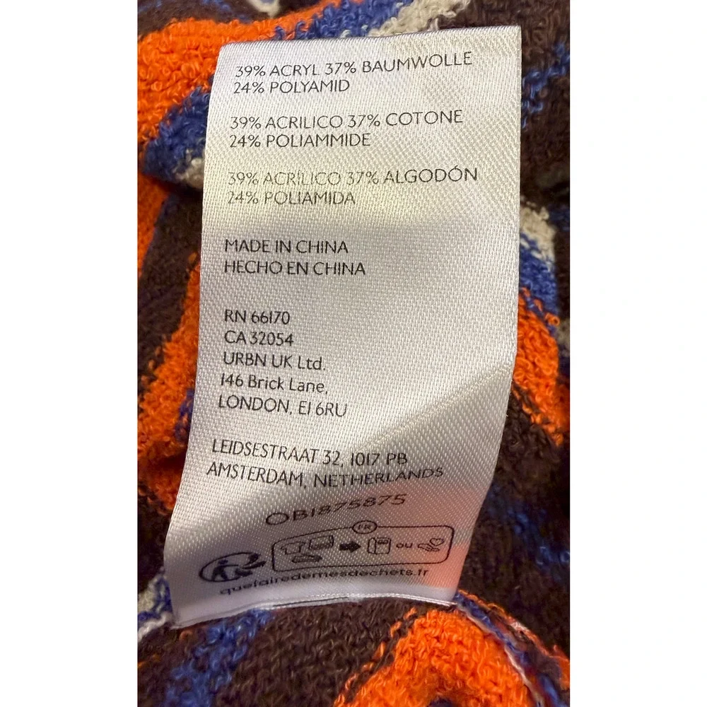 NEW FREE PEOPLE BLUE ORANGE COMBO MONTEGO KNIT SWEATER TOP MIDI SKIRT SET SZ L
